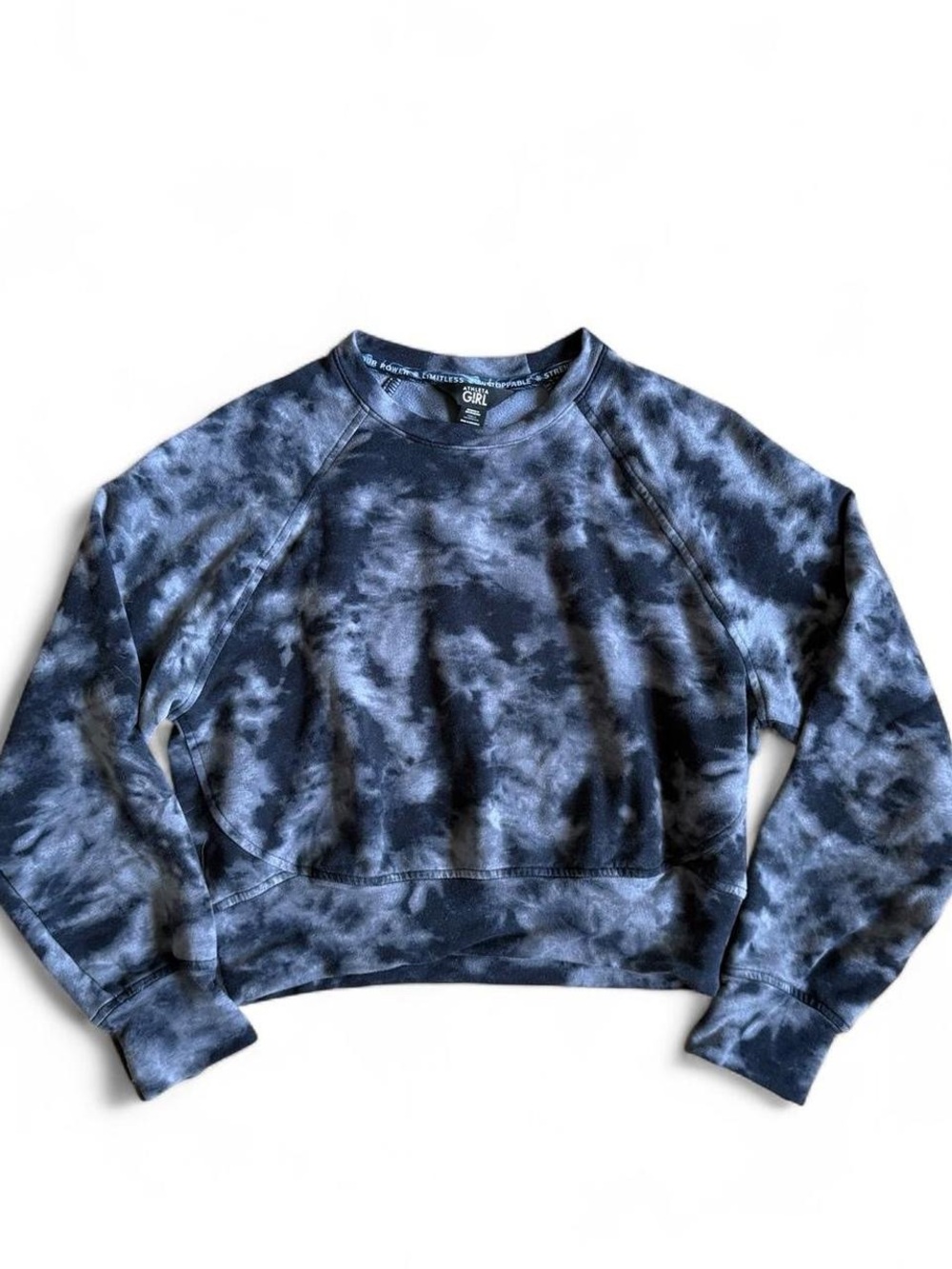 Athleta Kids Gray and Black Tie-Dye Crew Sweatshirt